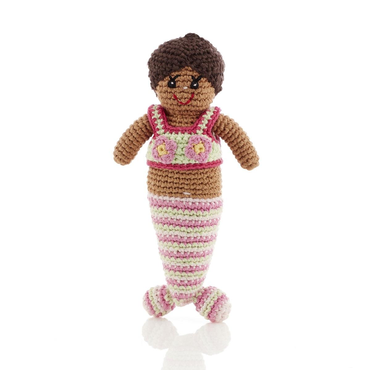 fair trade and hand made mermaid rattle. suitable from birth